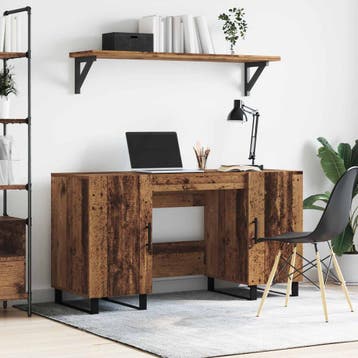 vidaXL Bureau Oud hout Bewerkt hout 140 x 50 x 75 cm, Verzenden