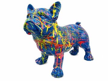 Beeld, French bulldog blue garden or for indoor - 28 cm -