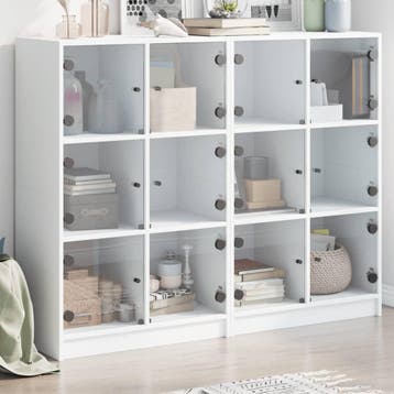 vidaXL Boekenkast met deuren 136x37x109 cm bewerkt hout wit, Verzenden