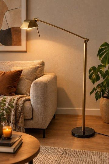 Staande lamp - Koper - Notaris vloerlamp, Antiek en Kunst