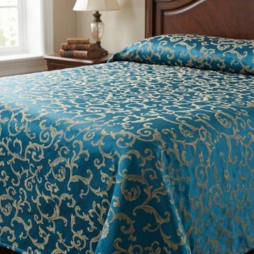 BA205 - Jacquardweefsel Volute Barocche – petrolkleurige