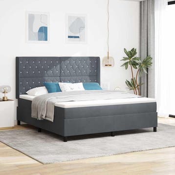 vidaXL Boxspring bed met matras Donkergrijs 180 x 200 cm, Verzenden