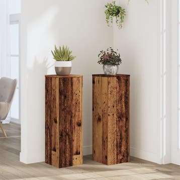 vidaXL Plantenstandaards 2 st 25x25x80 cm bewerkt hout oud, Verzenden
