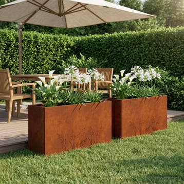 vidaXL Plantenbak 2 st Roestkleurig 100 x 30 x 49 cm, Verzenden, Nieuw