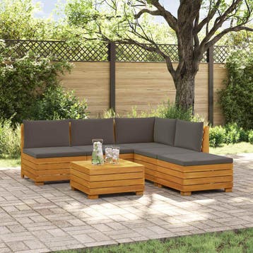 vidaXL 6 st Buiten bank set Massief Acacia Hout Bruin, Verzenden, Nieuw