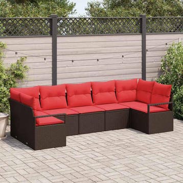 vidaXL Bankstel 7 st Bruin poly rattan, Verzenden, Nieuw