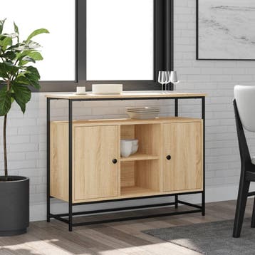 vidaXL Dressoir 100x35x80 cm bewerkt hout sonoma, Huis en Inrichting, Kasten | Dressoirs, Verzenden, Nieuw
