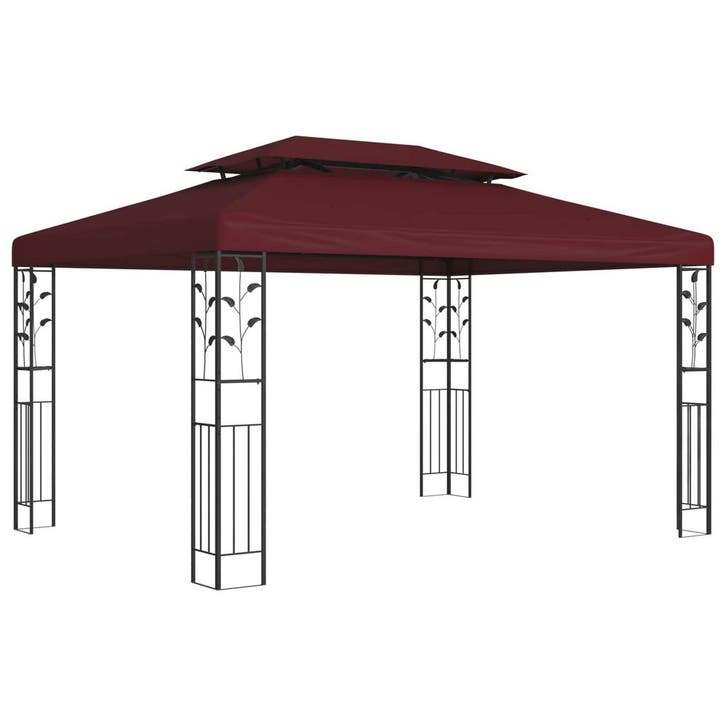 vidaXL Prieel 3,97 x 2,96 x 2,68 m Wijnrood Polyester en, Jardin & Terrasse, Tonnelles, Envoi