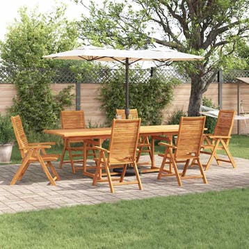 vidaXL Tuin Eettafel Set 7 st Bruin Massief Acacia Hout, Verzenden, Nieuw