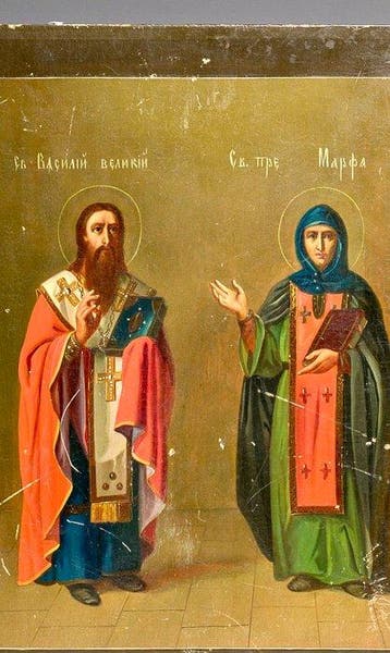 Icoon - Sint Basilius en Sint Marta - Hout - Rusland eind