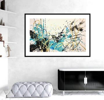 Dam Domido - Turquoise dripping - 150 x 90 cm - White