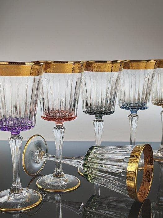 Kelk (6) - 24 kt goud - met de hand beschilderde gouden, Antiquités & Art, Antiquités | Meubles | Tables