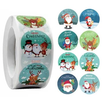 500 Kerst Stickers Op Rol - 2.5cm - Kerststickers -, Verzenden