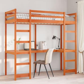 vidaXL Hoogslaper zonder matras massief grenenhout wasbruin, Verzenden, Nieuw
