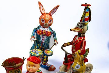 Custom - Rabbit Drummer ea - Opwindbaar blikken speelgoed -