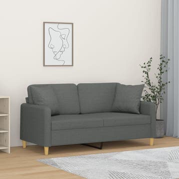 vidaXL Tweezitsbank met sierkussens 140 cm stof donkergrijs, Verzenden, Nieuw
