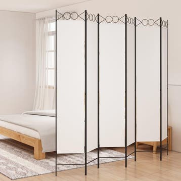 vidaXL Kamerscherm met 6 panelen 240x220 cm stof wit, Verzenden