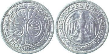 50 Pfennig Duitsland 50 Reichspfennig 1930 D J 324, Verzenden