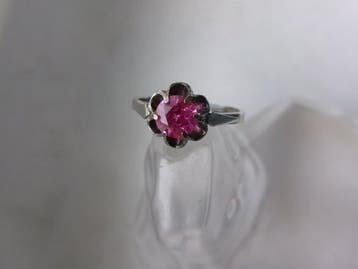 Zilver, Roze saffier - Ring - Art Deco-stijl