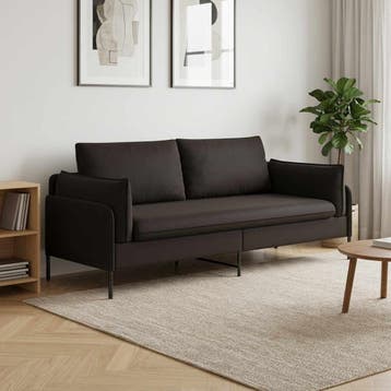 vidaXL 3-Zits Sofa Zwart 222 x 81 x 89 cm fluweel, Huis en Inrichting, Verzenden, Nieuw