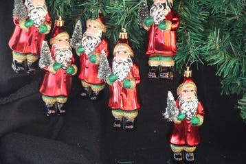 Kerstmannen met kerstboom, 6x, plastic - Kerstdecoratie Inge
