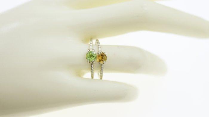 Ring - 9 kt. Witgoud - 2.00ct. tw. Olivijn - Citrien, Bijoux, Sacs & Beauté, Bagues