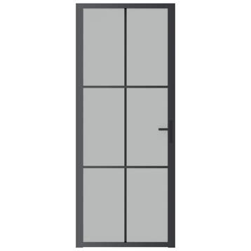 vidaXL Binnendeur 83x201,5 cm matglas en aluminium zwart, Verzenden