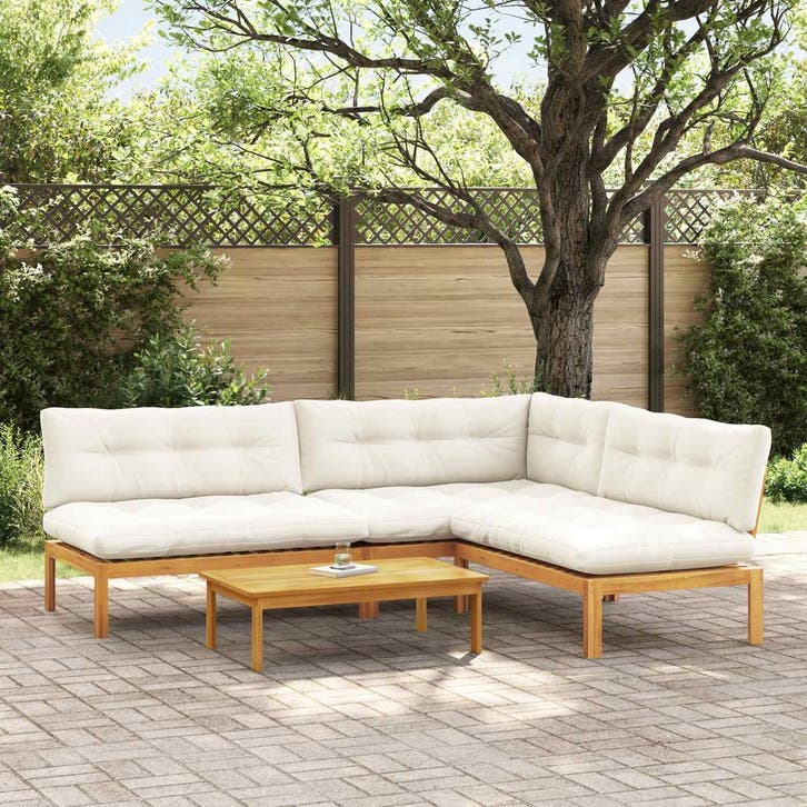 vidaXL 4 Stuk Tuinpallet Sofa Eenheden Massief Acacia Hout, Tuin en Terras, Tuinsets en Loungesets, Nieuw, Verzenden