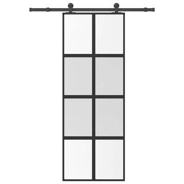 vidaXL Schuifdeur met beslag 76x205 cm gehard glas en, Doe-het-zelf en Bouw, Deuren en Vliegenramen, Verzenden, Nieuw
