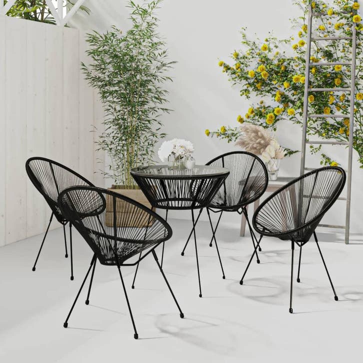 vidaXL 5-delige Tuinset zwart, Tuin en Terras, Tuinsets en Loungesets, Tuinset, Nieuw, Verzenden