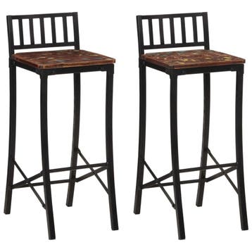 vidaXL Barstoelen 2 st massief gerecycled hout, Verzenden