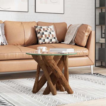 vidaXL Salontafel 60 cm massief teak drijfhout, Huis en Inrichting, Verzenden, Nieuw