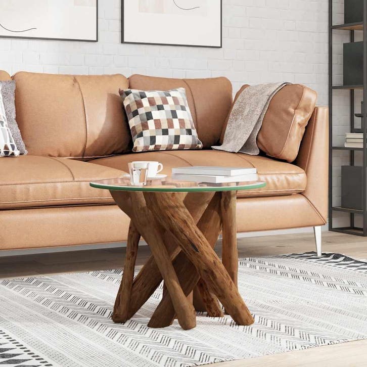 vidaXL Salontafel 60 cm massief teak drijfhout, Maison & Meubles, Tables | Tables de salon, Envoi
