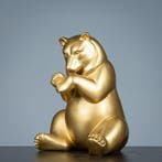 Figuur - Goudkleurige beer - polystone, Antiek en Kunst