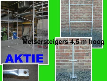metsersteigers 4,50 m hoog x 2,50 tot 11,40m lang - stelling, Ophalen, Gevelsteiger