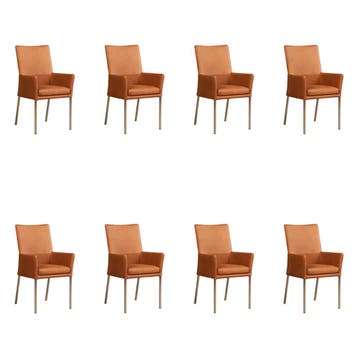 Set van 8 Leren eetkamerstoelen Royal - Rancho Cognac, Ophalen of Verzenden