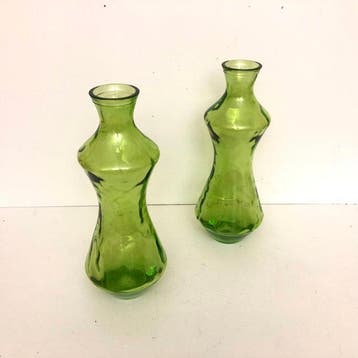 Flesvaas (2) - Glas, 40 cm, Antiek en Kunst