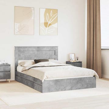 vidaXL Opbergbed met lade Beton Grijs 150 x 200 cm Bewerkt, Verzenden, Nieuw