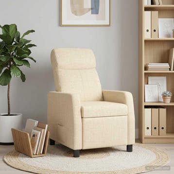 vidaXL Recliner Crèmekleurig Stof, Huis en Inrichting, Fauteuils, Verzenden, Nieuw
