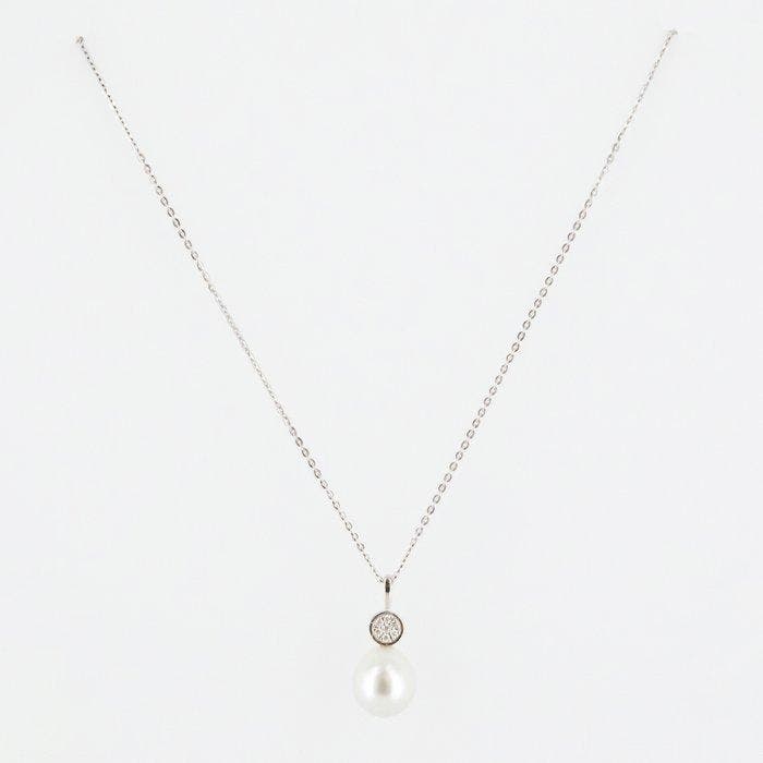 Ensemble de bijoux 2 pièces - 18 carats Or blanc - 0.32ct., Bijoux, Sacs & Beauté, Bijoux anciens