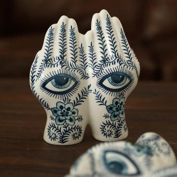 Decoratief ornament - Europa - Delfts blauw Boze Oog Handen