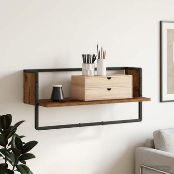vidaXL Wandplank Oud hout 65 x 25 x 30 cm metaal PB, Verzenden