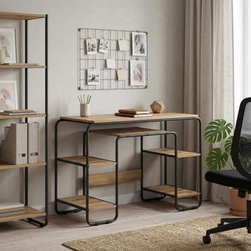 vidaXL Bureau met opslag Artisanaal eiken 113.5 x 52 x 75.5, Verzenden, Nieuw