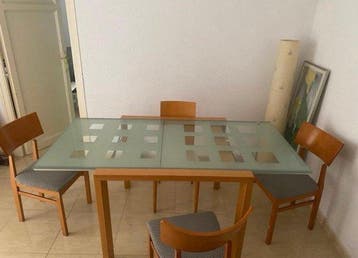 Ligne Roset - Tafel - Extensia - Hout, Kristal