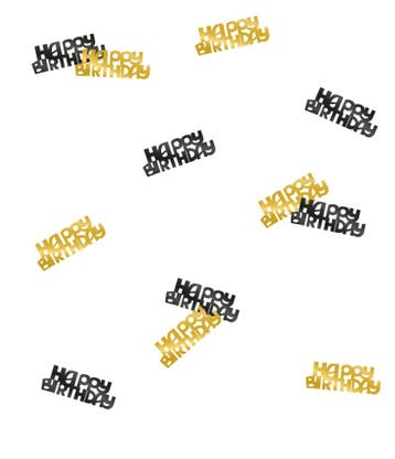 Tafelconfetti Happy Birthday Goud/Zwart 20gr, Verzenden, Nieuw