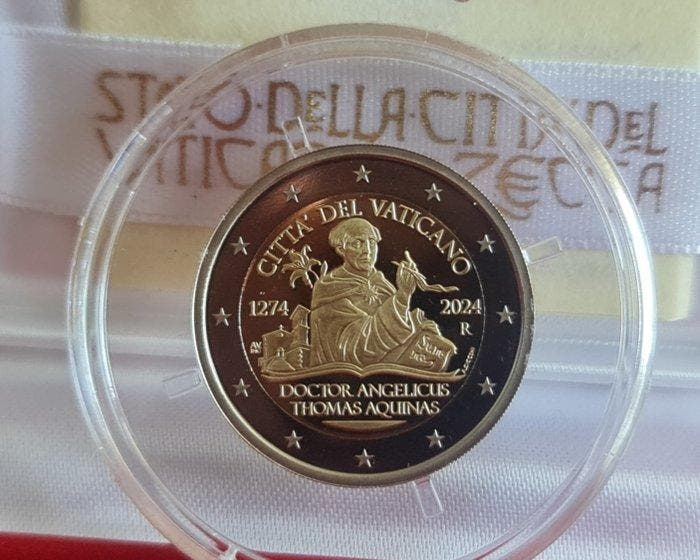 Vaticaan. 2 Euro 2024 San Tommaso dAquino Proof (Zonder, Timbres & Monnaies, Monnaies | Europe | Monnaies non-euro