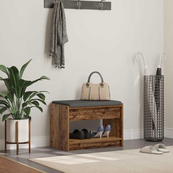 vidaXL Hallenbank Oudhout 63 x 38 x 45 cm Geengineerd Hout, Verzenden, Nieuw