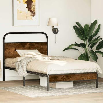 vidaXL Bedframe zonder matras bewerkt hout gerookt eiken, Verzenden