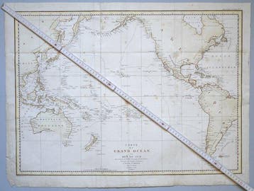 Pacific Ocean - met de route die La Pérouse heeft afgelegd;