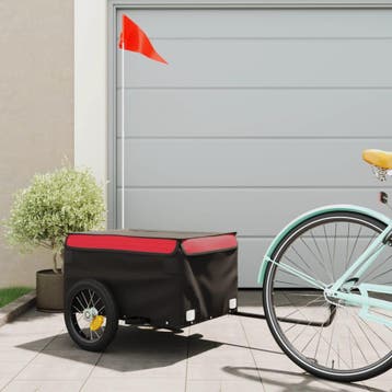 vidaXL Fietstrailer 30 kg ijzer zwart en rood, Verzenden, Nieuw